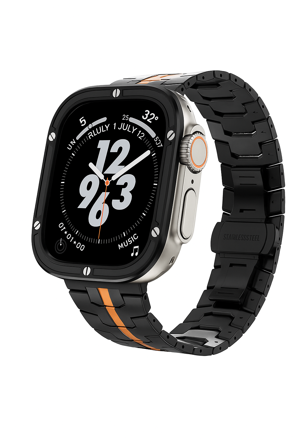 SteelGuard™ Ultra Precision Band + Armor Ring for Apple Watch Ultra 3 / 2 / 1 – 49 mm