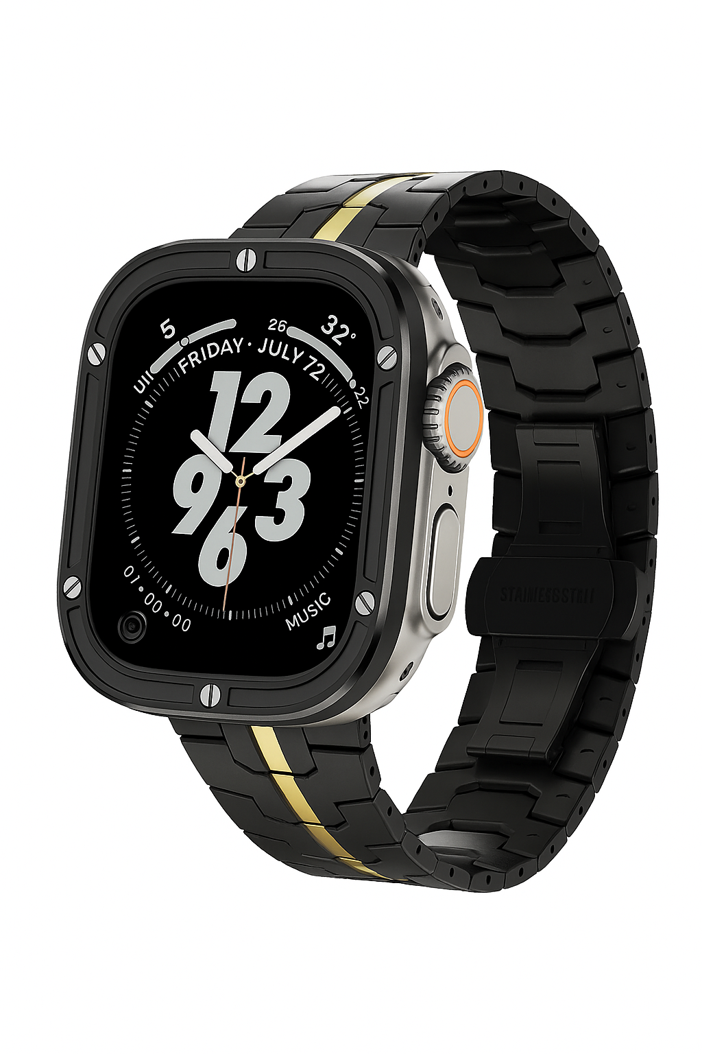 SteelGuard™ Ultra Precision Band + Armor Ring for Apple Watch Ultra 3 / 2 / 1 – 49 mm