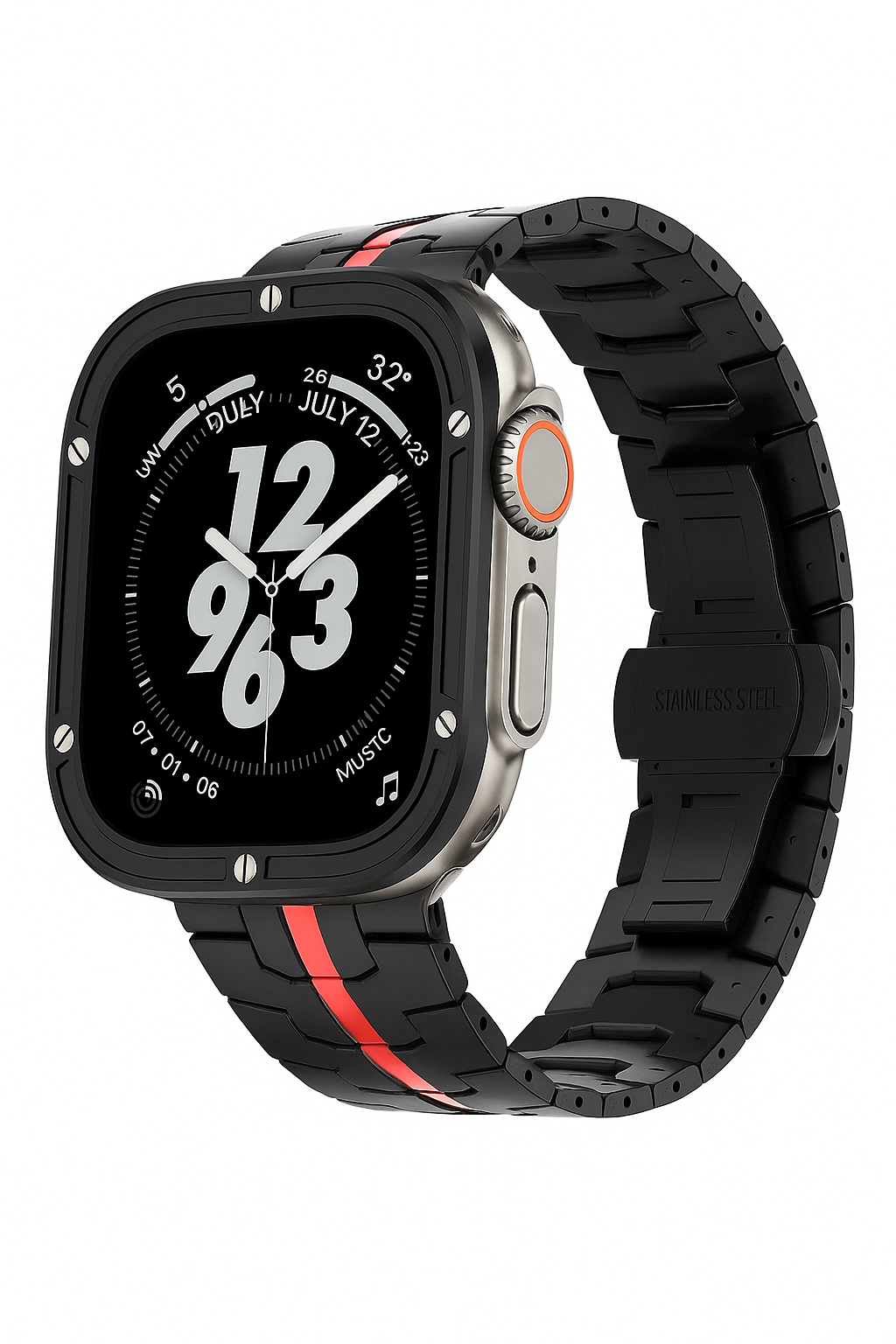 SteelGuard™ Ultra Precision Band + Armor Ring for Apple Watch Ultra 3 / 2 / 1 – 49 mm