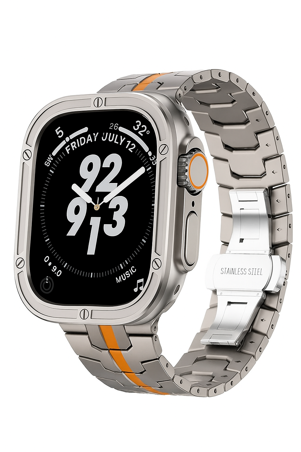 SteelGuard™ Ultra Precision Band + Armor Ring for Apple Watch Ultra 3 / 2 / 1 – 49 mm