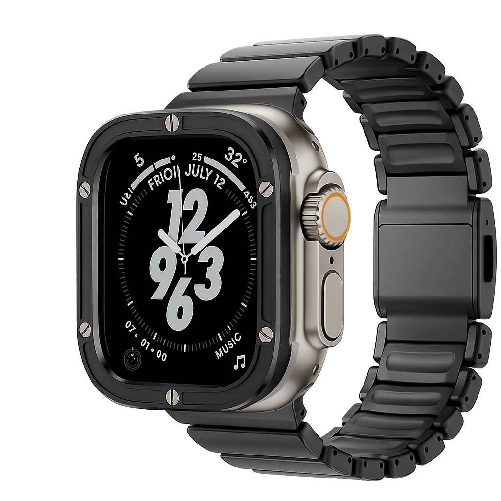 TitanEdge™ Prestige Titanium Band + Faceplate Bumper for Apple Watch Ultra 3 • 2 • 1 – 49 mm