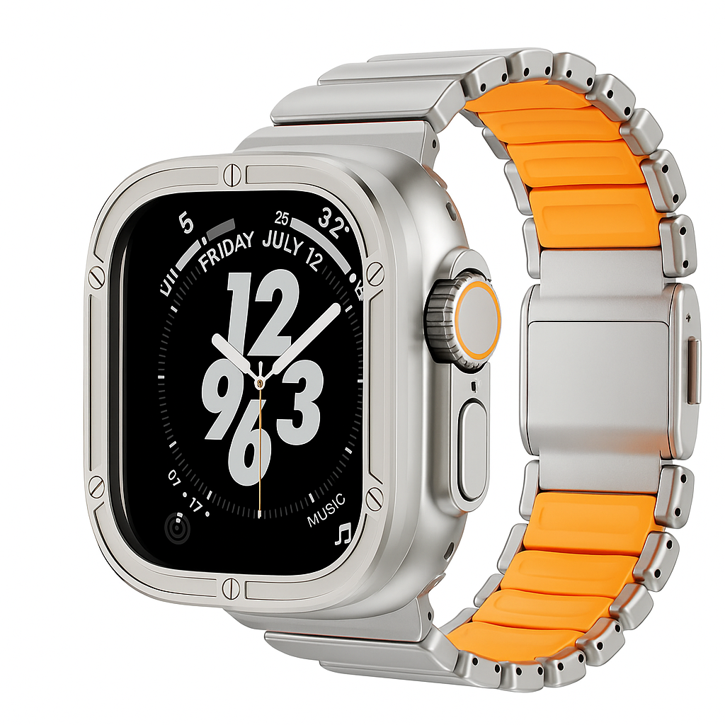 TitanEdge™ Prestige Titanium Band + Faceplate Bumper for Apple Watch Ultra 3 • 2 • 1 – 49 mm
