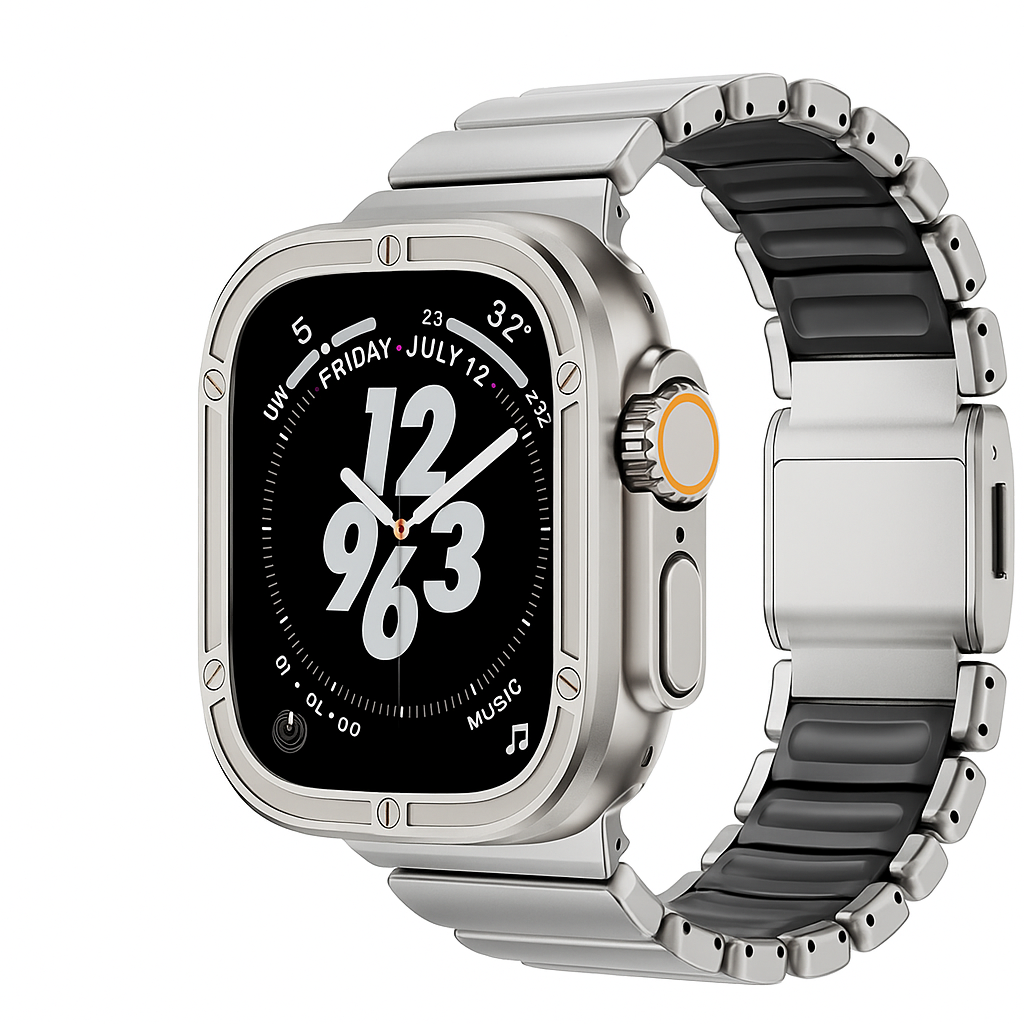 TitanEdge™ Prestige Titanium Band + Faceplate Bumper for Apple Watch Ultra 3 • 2 • 1 – 49 mm