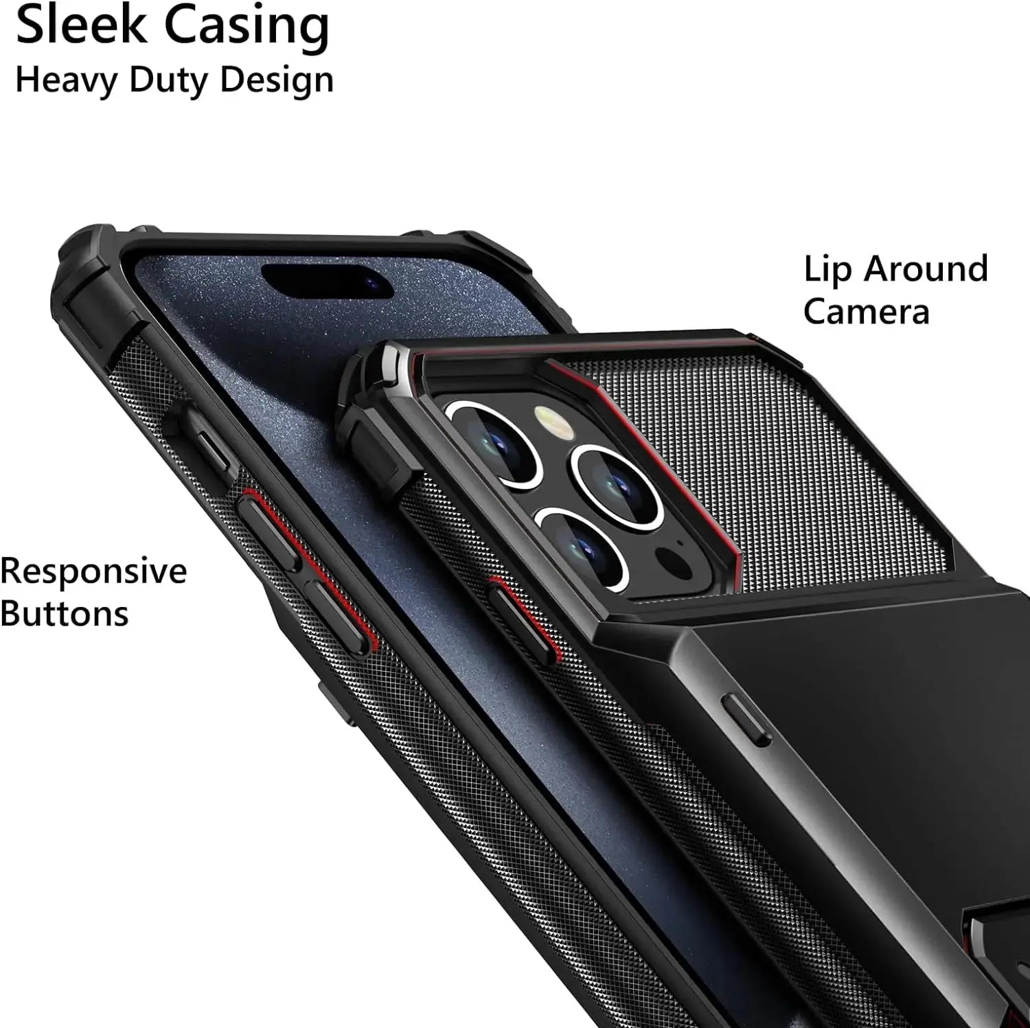 Card Holder Case For iPhone 16 Pro Max 16 15 Pro Max 14 13 12 11 Heavy Duty Wallet Hidden Flip Slot Protective Hard Back Covers Pinnacle Luxuries