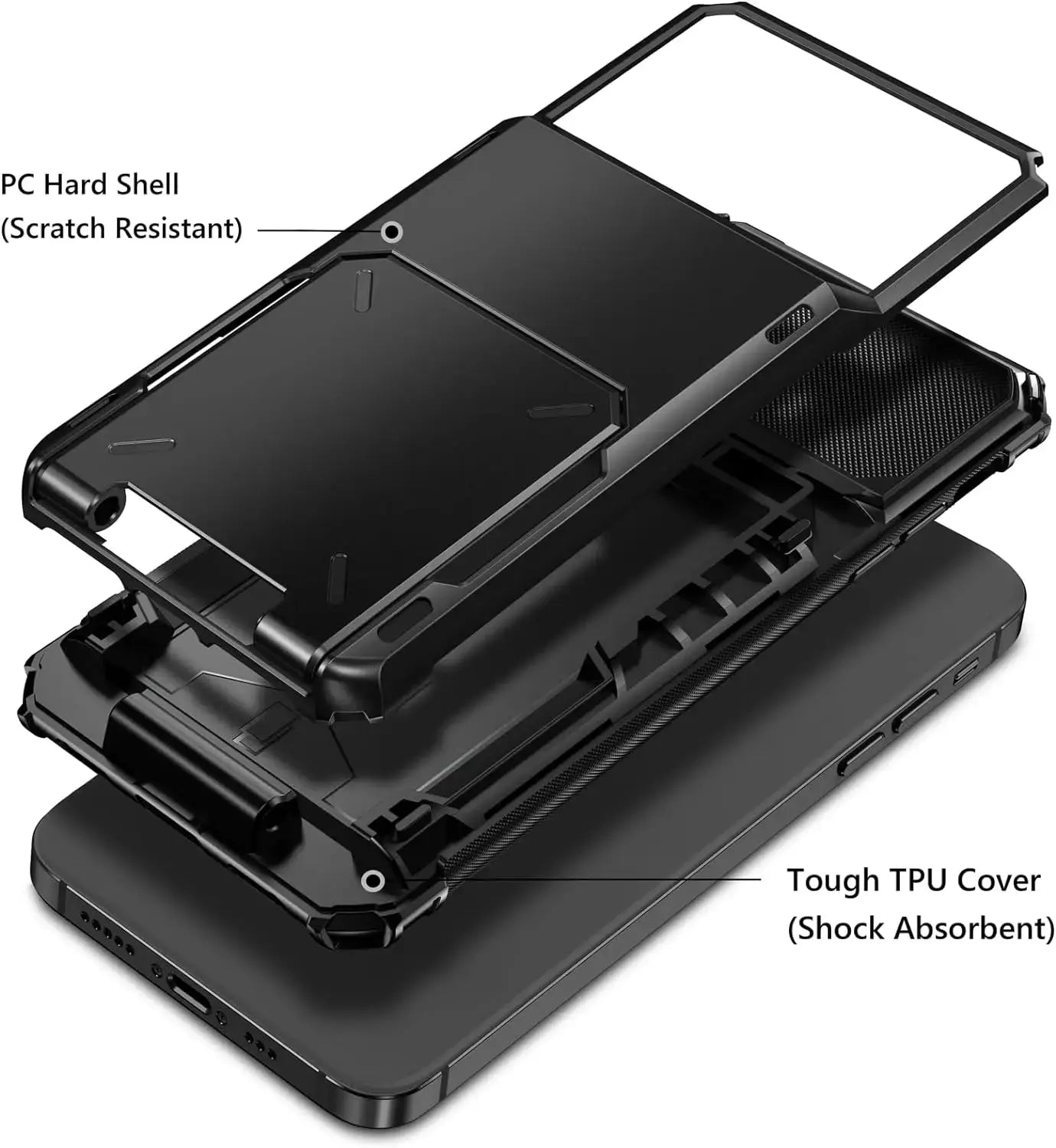 Card Holder Case For iPhone 16 Pro Max 16 15 Pro Max 14 13 12 11 Heavy Duty Wallet Hidden Flip Slot Protective Hard Back Covers Pinnacle Luxuries