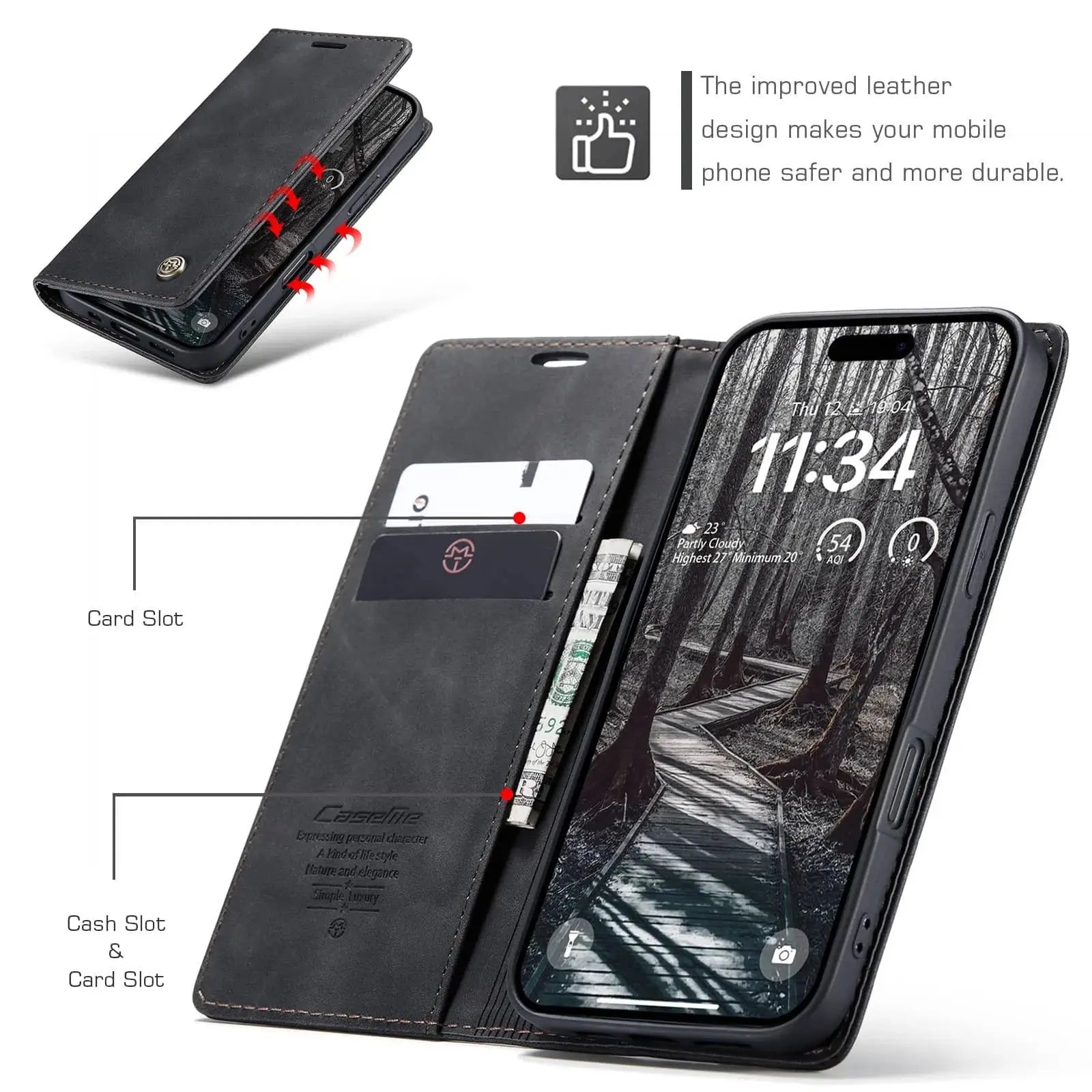 Flip Wallet Case for iPhone 17 Pro Max 17 Air 17 Pro 17, Leather Magnetic Folio Cover with Card Holder, Kickstand - TPU Case Avontic