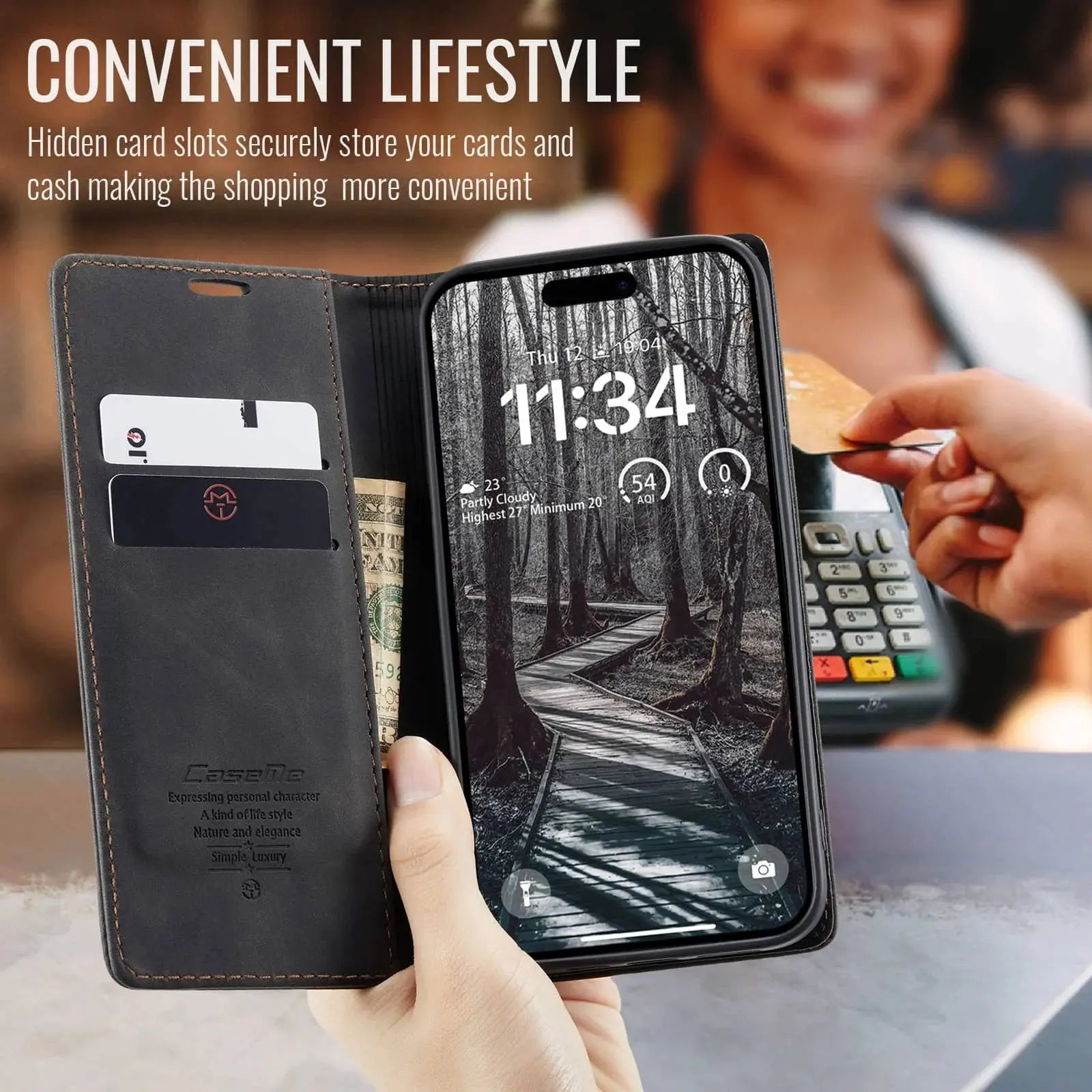Flip Wallet Case for iPhone 17 Pro Max 17 Air 17 Pro 17, Leather Magnetic Folio Cover with Card Holder, Kickstand - TPU Case Avontic