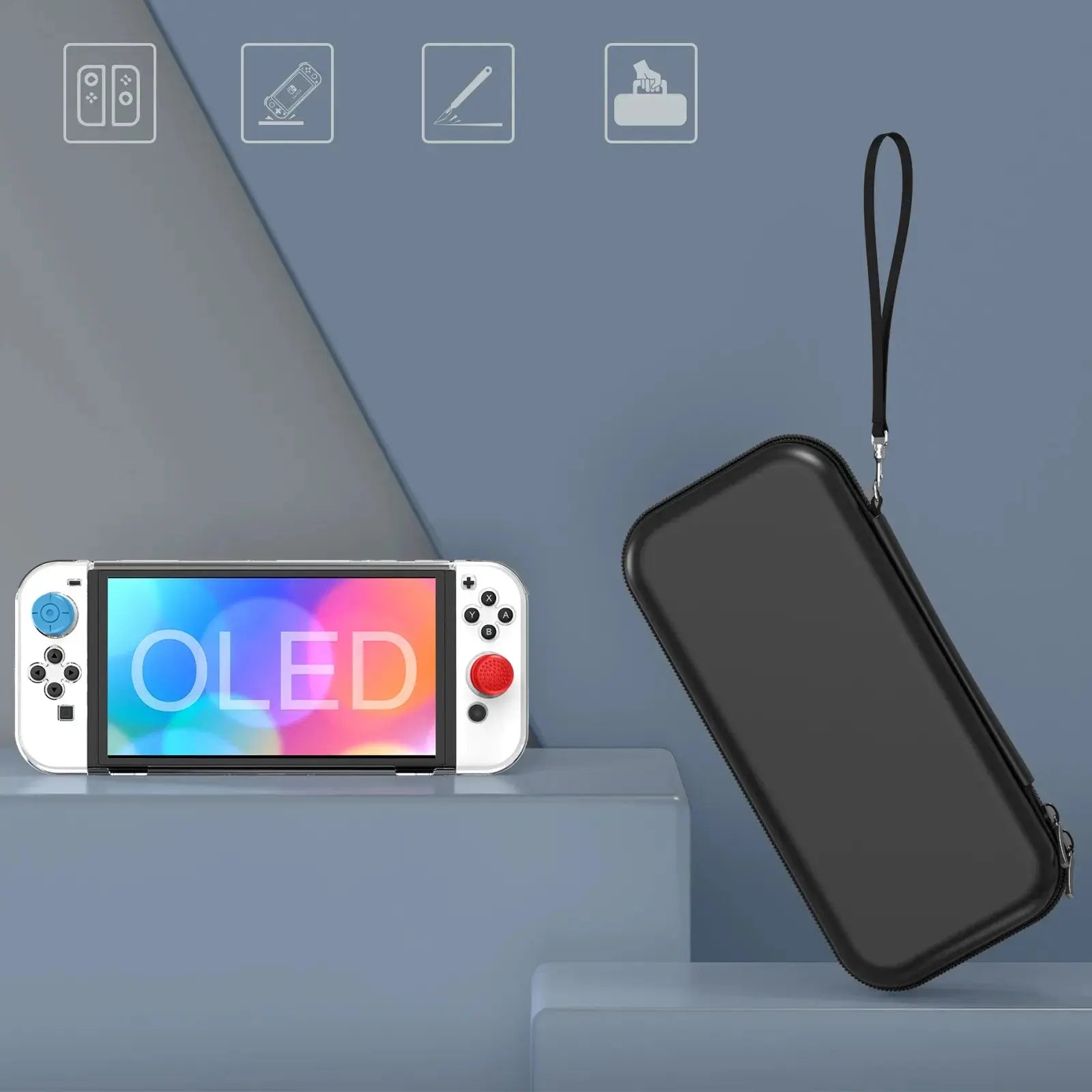For Switch OLED Model Carrying Case 9 in 1 Accessories Kit for 2022 Nintendo Switch OLED Model with Protective Case Pinnacle Luxuries