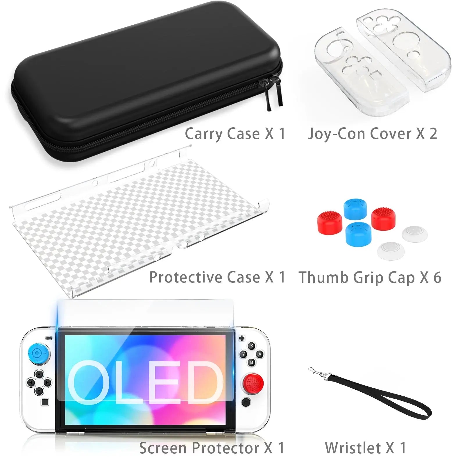 For Switch OLED Model Carrying Case 9 in 1 Accessories Kit for 2022 Nintendo Switch OLED Model with Protective Case Pinnacle Luxuries