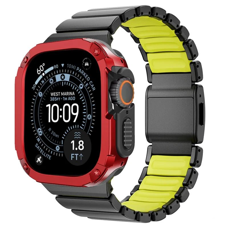 TitanFusion™ UltraGuard Series — Titanium Metal Band + Rugged Case for Apple Watch Ultra 3, Ultra 2, Ultra 1, Series 11, 10, 9, 8 (49mm / 46mm / 45mm / 44mm)