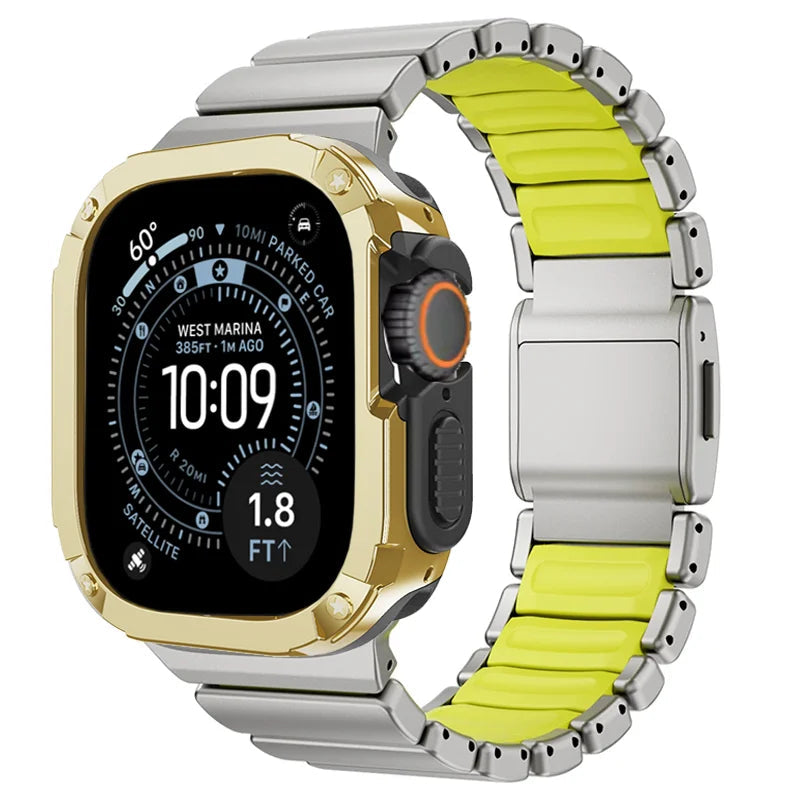 TitanFusion™ UltraGuard Series — Titanium Metal Band + Rugged Case for Apple Watch Ultra 3, Ultra 2, Ultra 1, Series 11, 10, 9, 8 (49mm / 46mm / 45mm / 44mm)