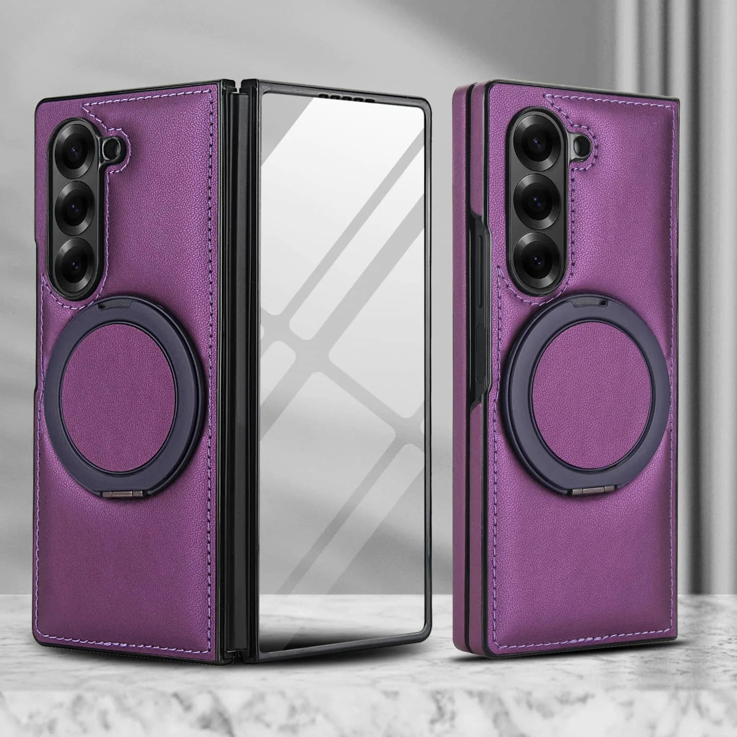 MagRing Leather Shield Case™ For Samsung Galaxy Z Fold 7, 6, 5, 4, and 3