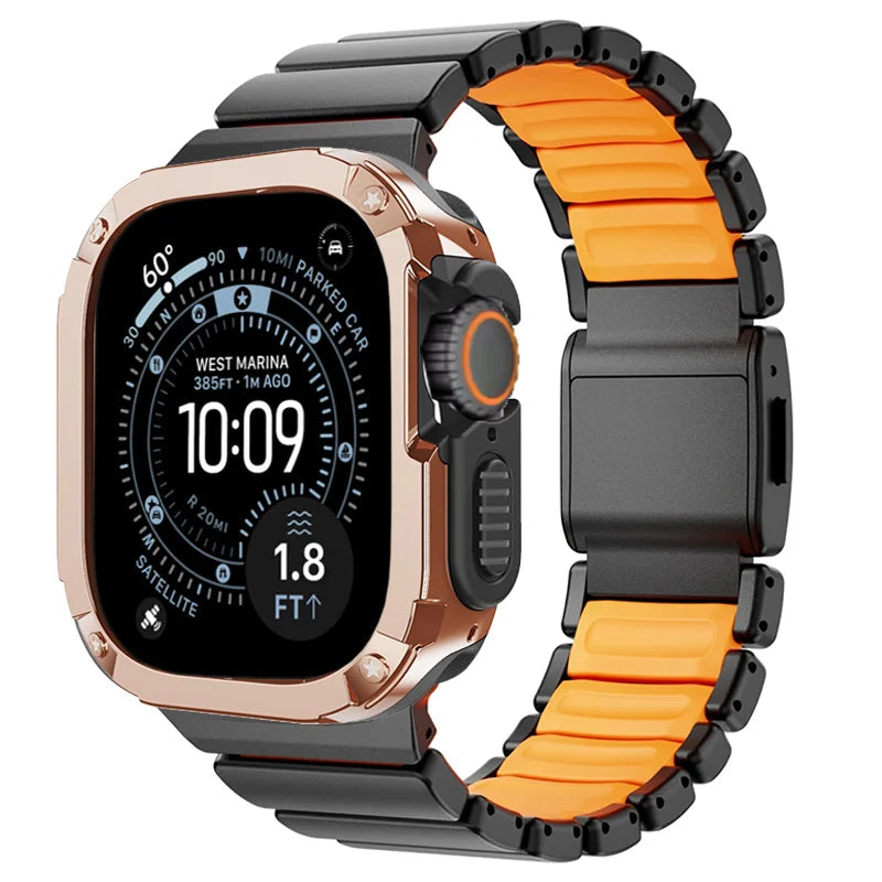 TitanFusion™ UltraGuard Series — Titanium Metal Band + Rugged Case for Apple Watch Ultra 3, Ultra 2, Ultra 1, Series 11, 10, 9, 8 (49mm / 46mm / 45mm / 44mm)