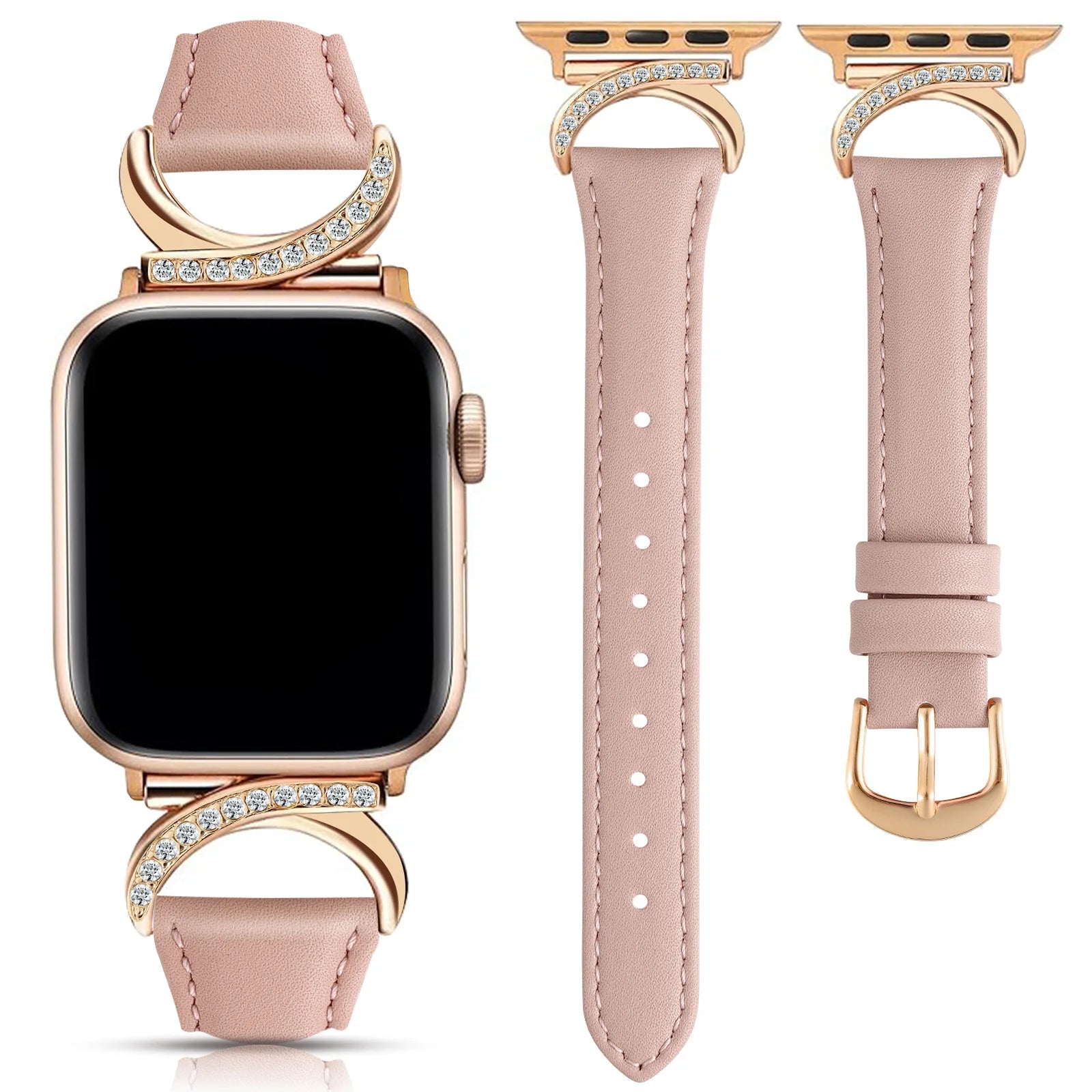 LuxeCurve™ Diamond Leather Band for Apple Watch (Series 1–11 & Ultra 3)