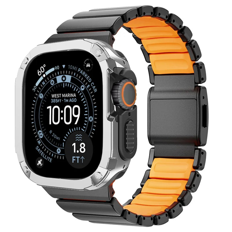 TitanFusion™ UltraGuard Series — Titanium Metal Band + Rugged Case for Apple Watch Ultra 3, Ultra 2, Ultra 1, Series 11, 10, 9, 8 (49mm / 46mm / 45mm / 44mm)