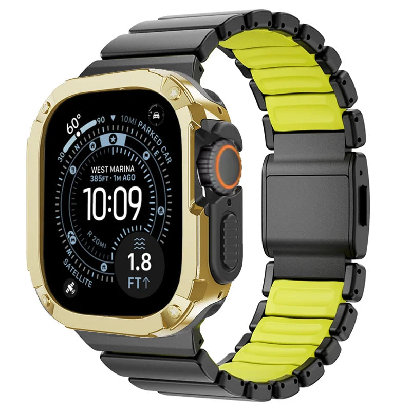 TitanFusion™ UltraGuard Series — Titanium Metal Band + Rugged Case for Apple Watch Ultra 3, Ultra 2, Ultra 1, Series 11, 10, 9, 8 (49mm / 46mm / 45mm / 44mm)
