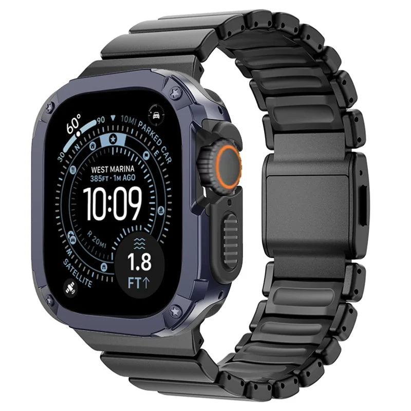 TitanFusion™ UltraGuard Series — Titanium Metal Band + Rugged Case for Apple Watch Ultra 3, Ultra 2, Ultra 1, Series 11, 10, 9, 8 (49mm / 46mm / 45mm / 44mm)