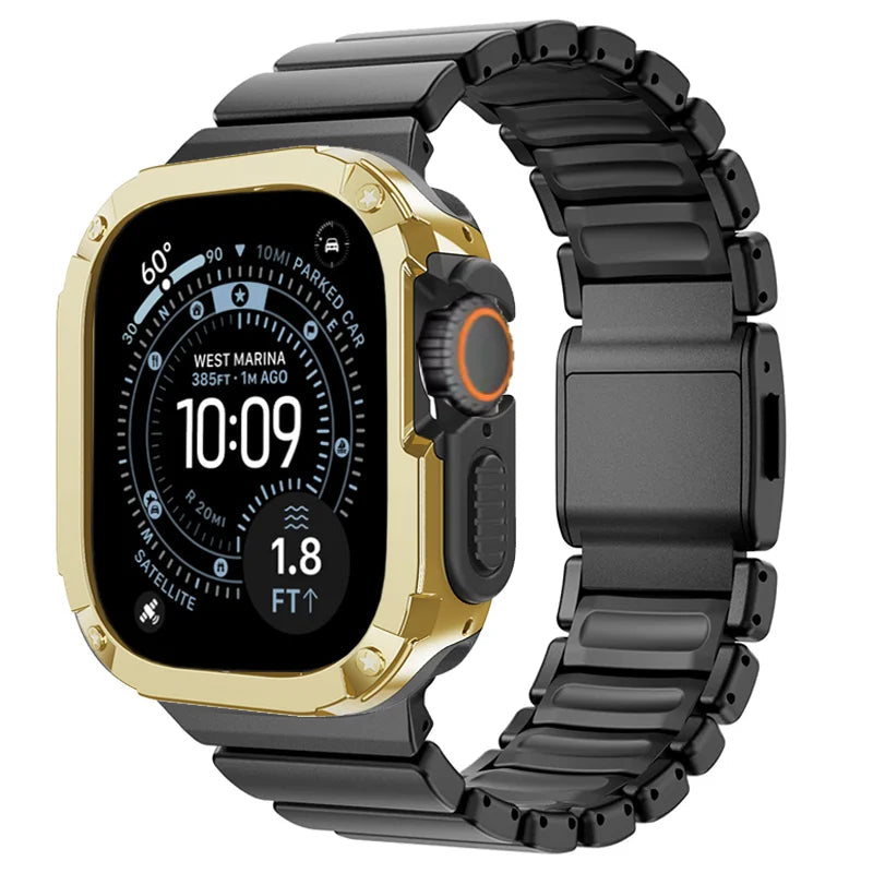 TitanFusion™ UltraGuard Series — Titanium Metal Band + Rugged Case for Apple Watch Ultra 3, Ultra 2, Ultra 1, Series 11, 10, 9, 8 (49mm / 46mm / 45mm / 44mm)