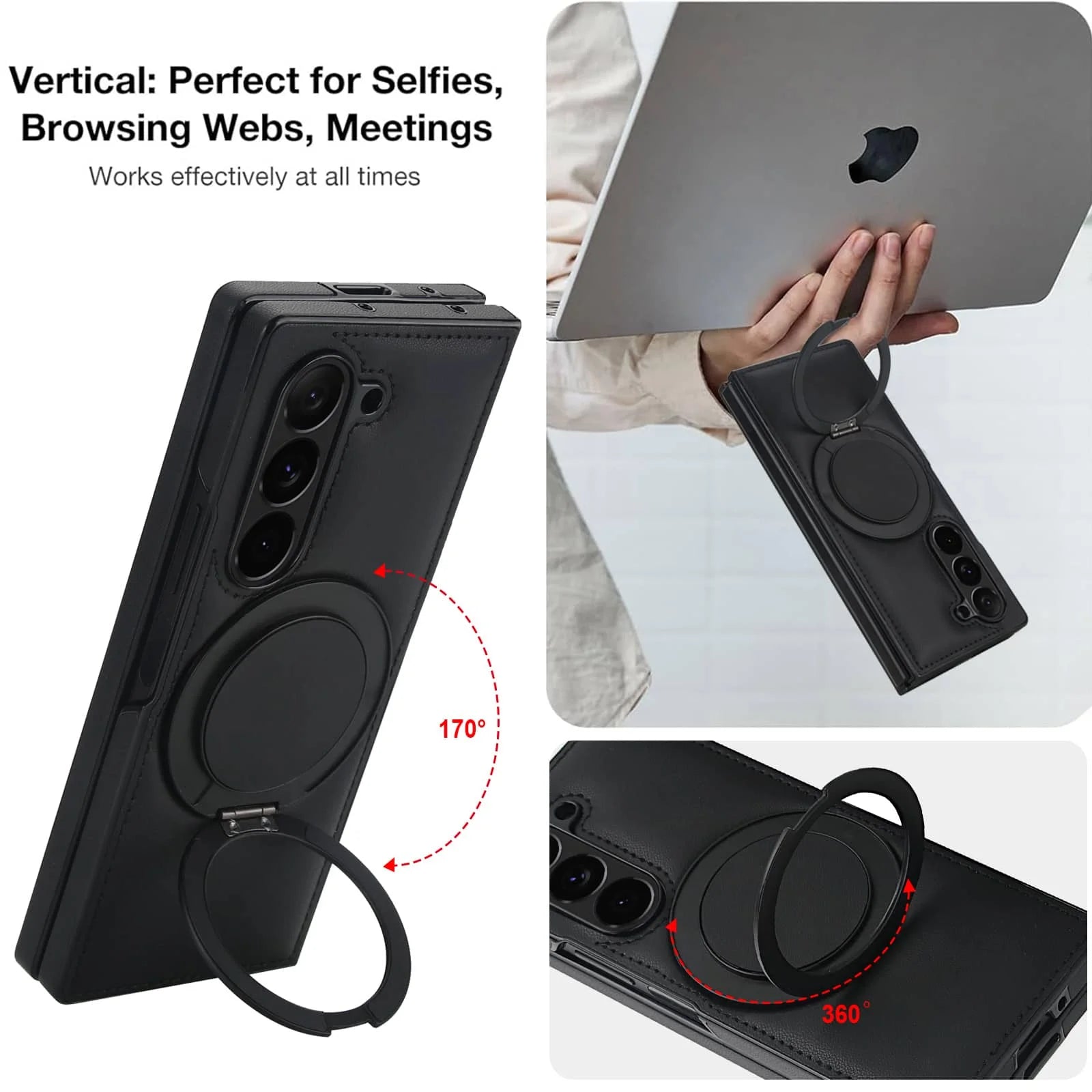 MagRing Leather Shield Case™ For Samsung Galaxy Z Fold 7, 6, 5, 4, and 3