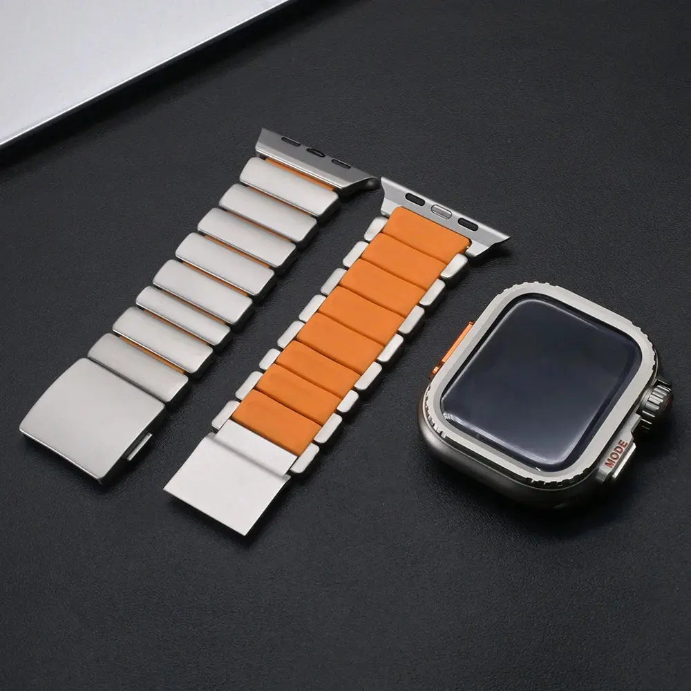 Titanium Rubber Strap+Metal Case for Apple Watch Ultra2 49mm Men Metal Band for Iwatch Series 10 46mm 7 8 9 45mm 6 5 4 SE 44mm Avontic