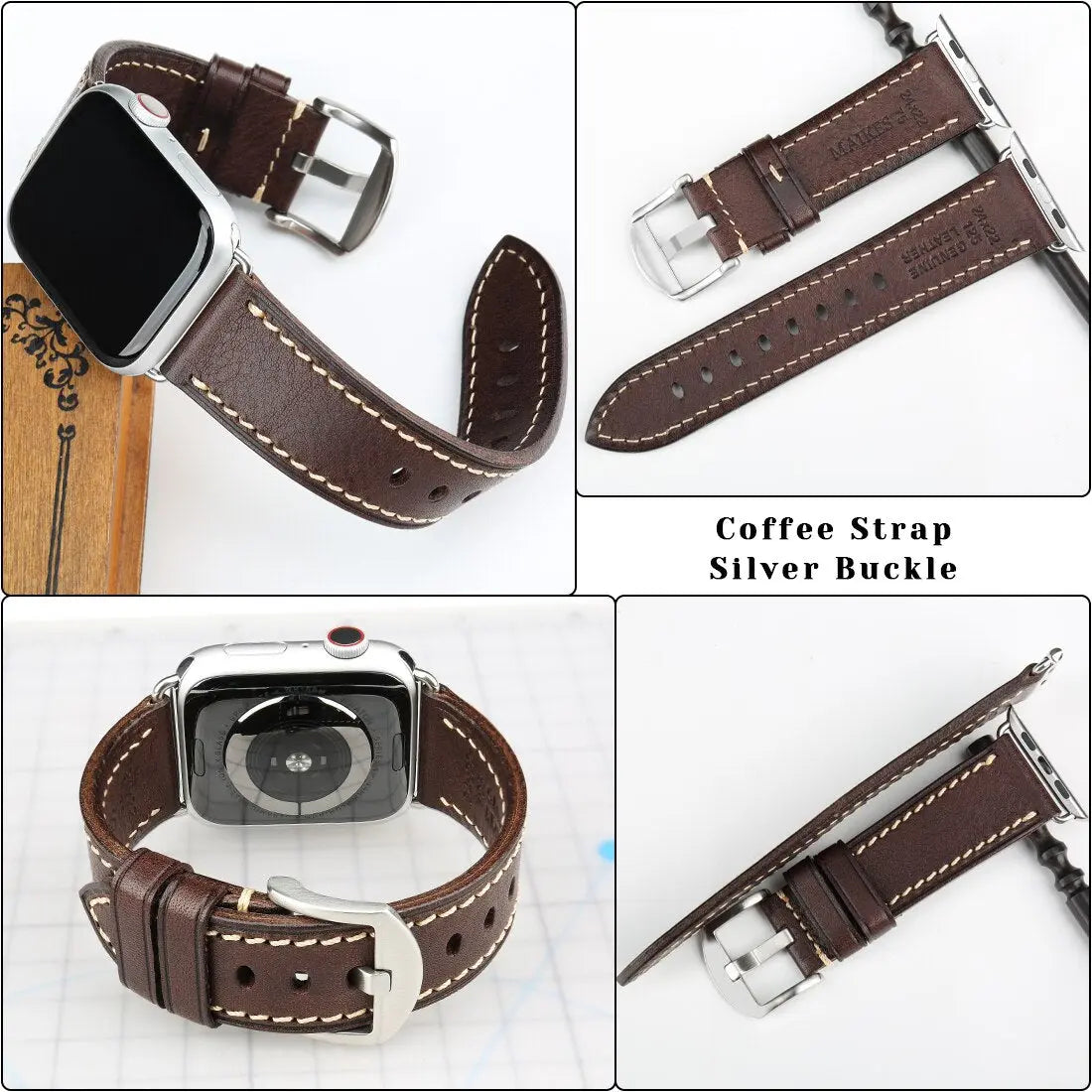 Italian Calfskin Genuine Leather Band For Apple Watch - Pinnacle Luxuries