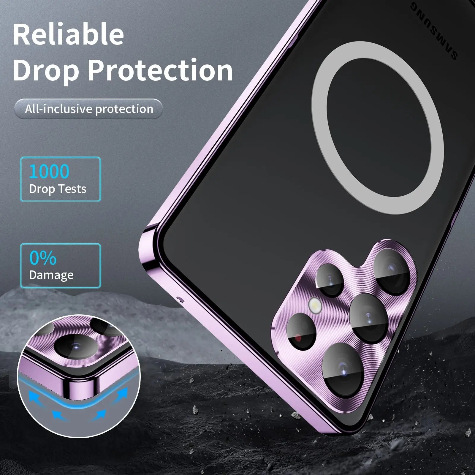Metal Frosted Back for Samsung Galaxy S23 Ultra S23+ Case, Magnetic Phone Case Compatible with Magafe Charging & Accessories - Pinnacle Luxuries