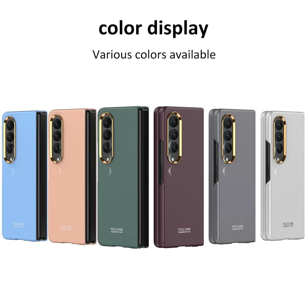 For Samsung Galaxy Z Fold 4 Ultra Thin Color Contact Lens Plated Metal Frame All-inclusive Protection Folding Cell Phone Cover - Pinnacle Luxuries