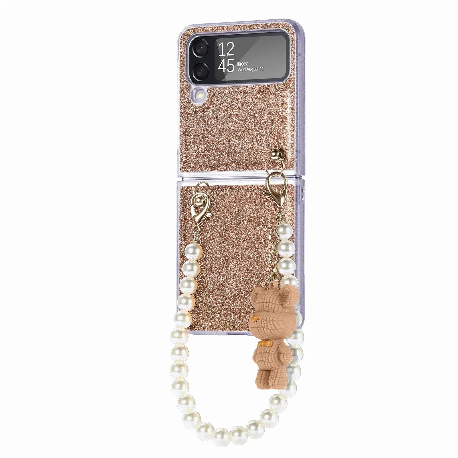 Pearl Chain Bear Case For Samsung Galaxy Z Flip 4 - Pinnacle Luxuries