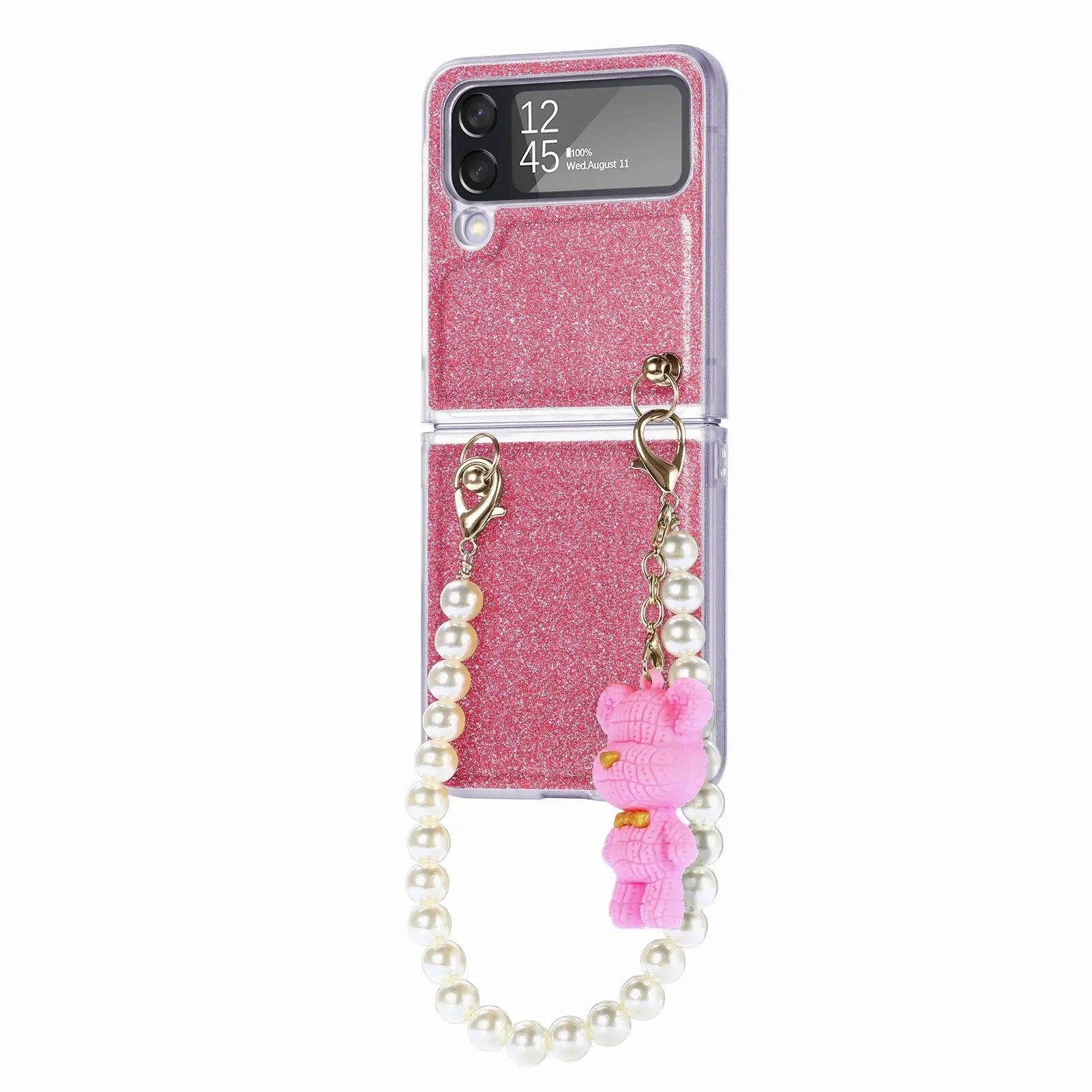 Pearl Chain Bear Case For Samsung Galaxy Z Flip 4 - Pinnacle Luxuries