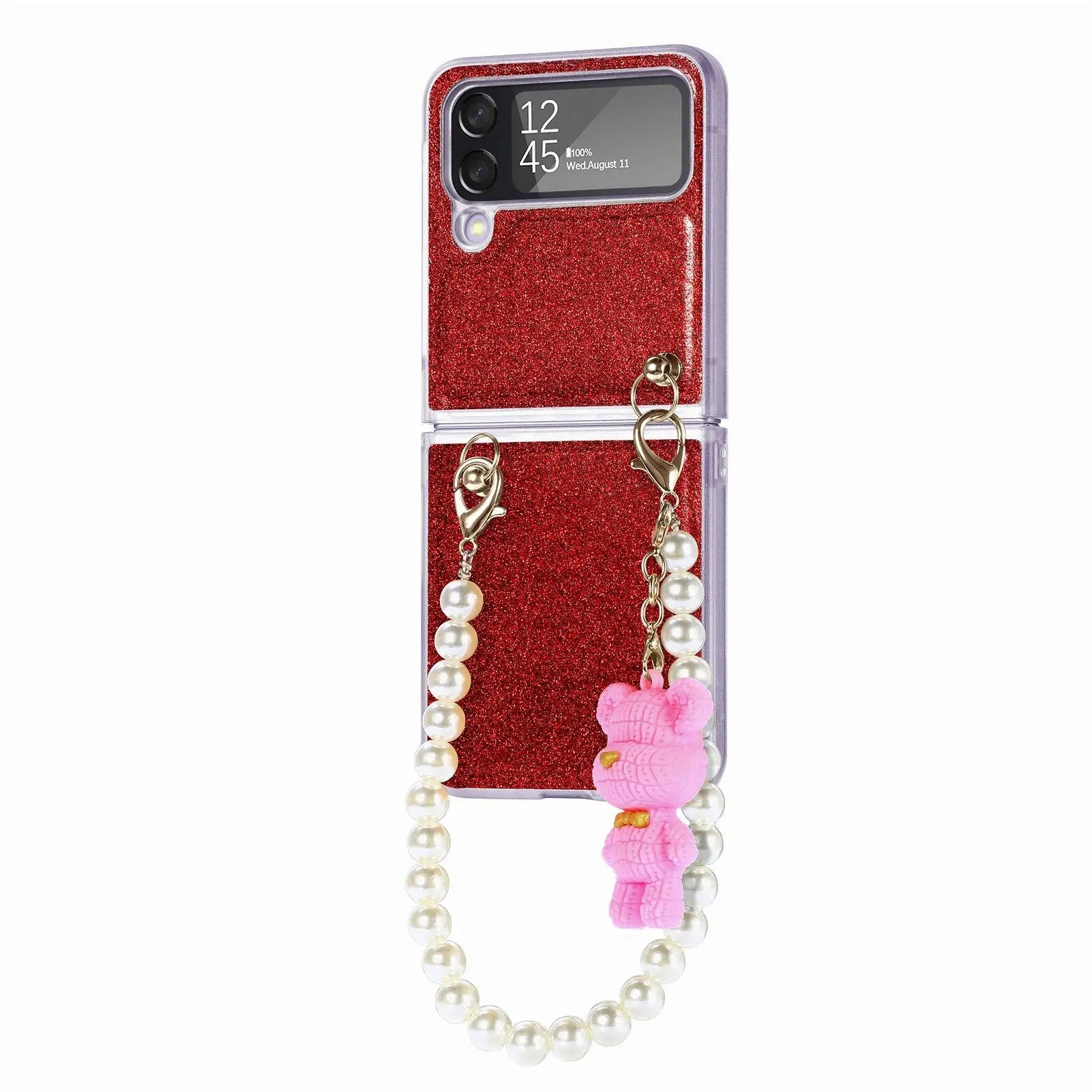 Pearl Chain Bear Case For Samsung Galaxy Z Flip 4 - Pinnacle Luxuries