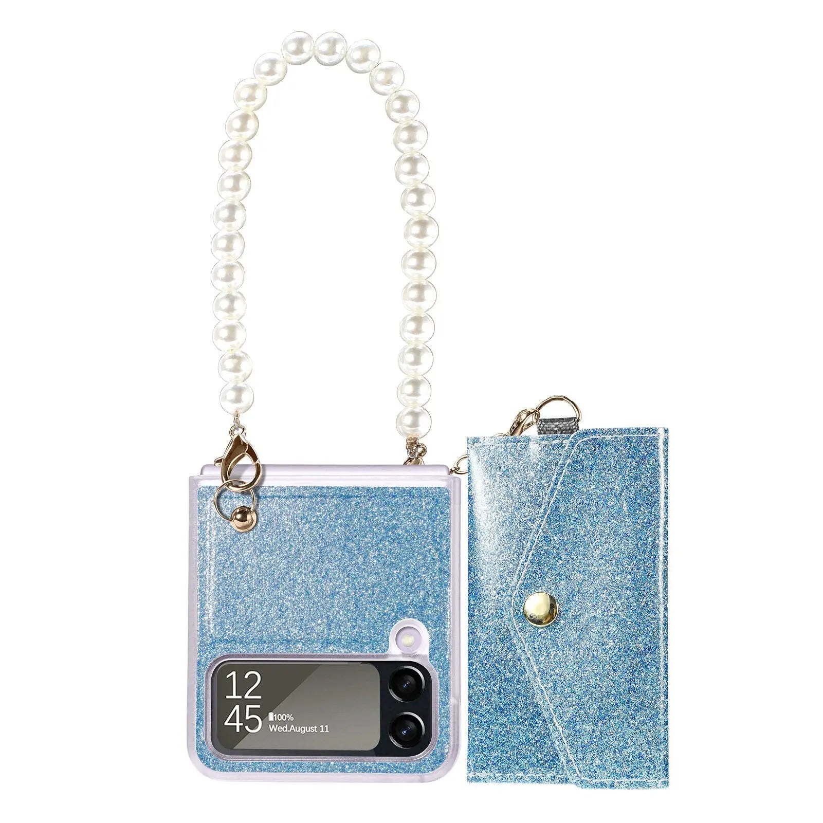 Pinnacle Pearl Chain Purse Case For Samsung Galaxy Z Flip 4 - Pinnacle Luxuries