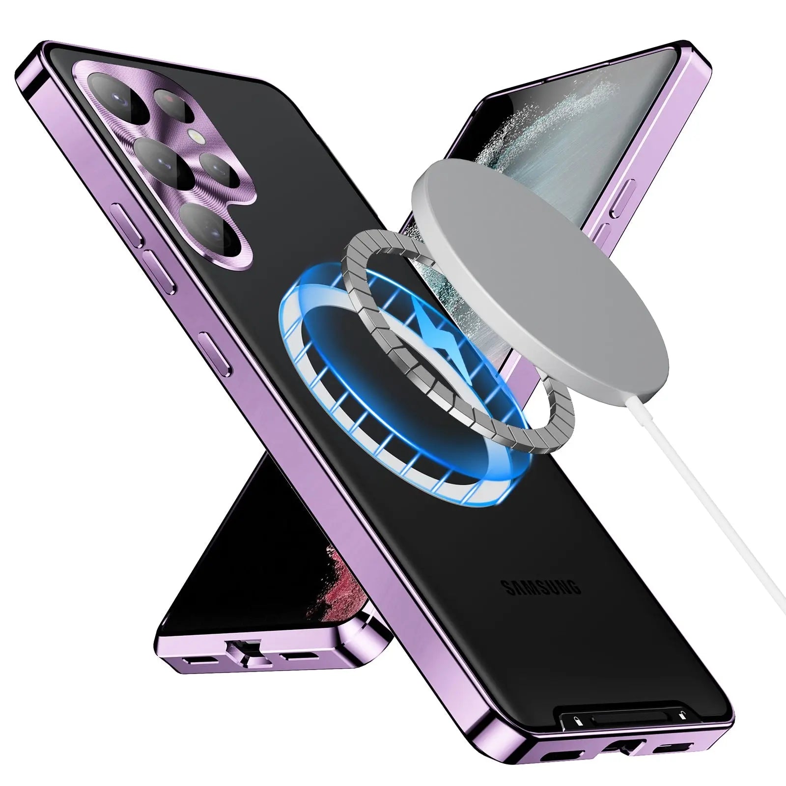 Metal Frosted Back for Samsung Galaxy S23 Ultra S23+ Case, Magnetic Phone Case Compatible with Magafe Charging & Accessories - Pinnacle Luxuries