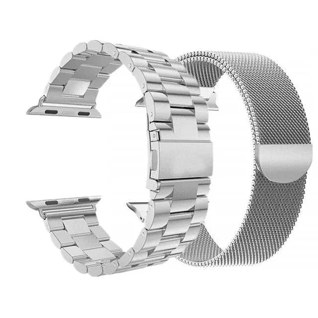 Stainless Steel Mesh And Steel Link Bands 2 Pack For Apple Watch SE Series 6 / Series 7 - Pinnacle Luxuries