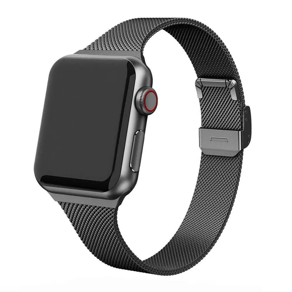 Premium Thin Stainless Steel Mesh Band For Apple Watch Series 7 41mm 45mm - Pinnacle Luxuries