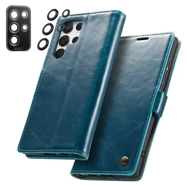 Pinnacle Premium Leather Wallet Case For Samsung Galaxy S22 Ultra - Pinnacle Luxuries