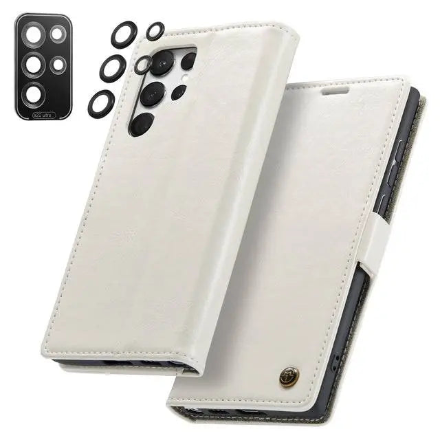 Pinnacle Premium Leather Wallet Case For Samsung Galaxy S22 Ultra - Pinnacle Luxuries