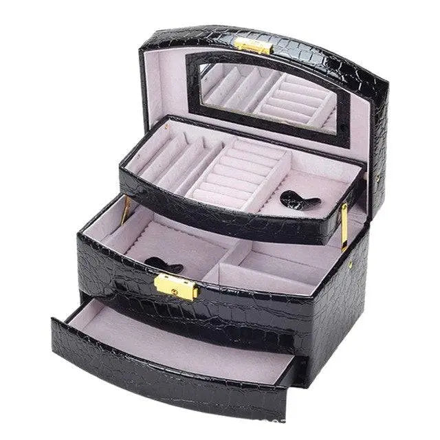 Women's Leather Premiere Jewelry Box - Pinnacle Luxuries