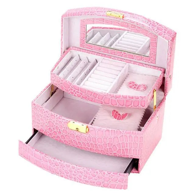 Women's Leather Premiere Jewelry Box - Pinnacle Luxuries