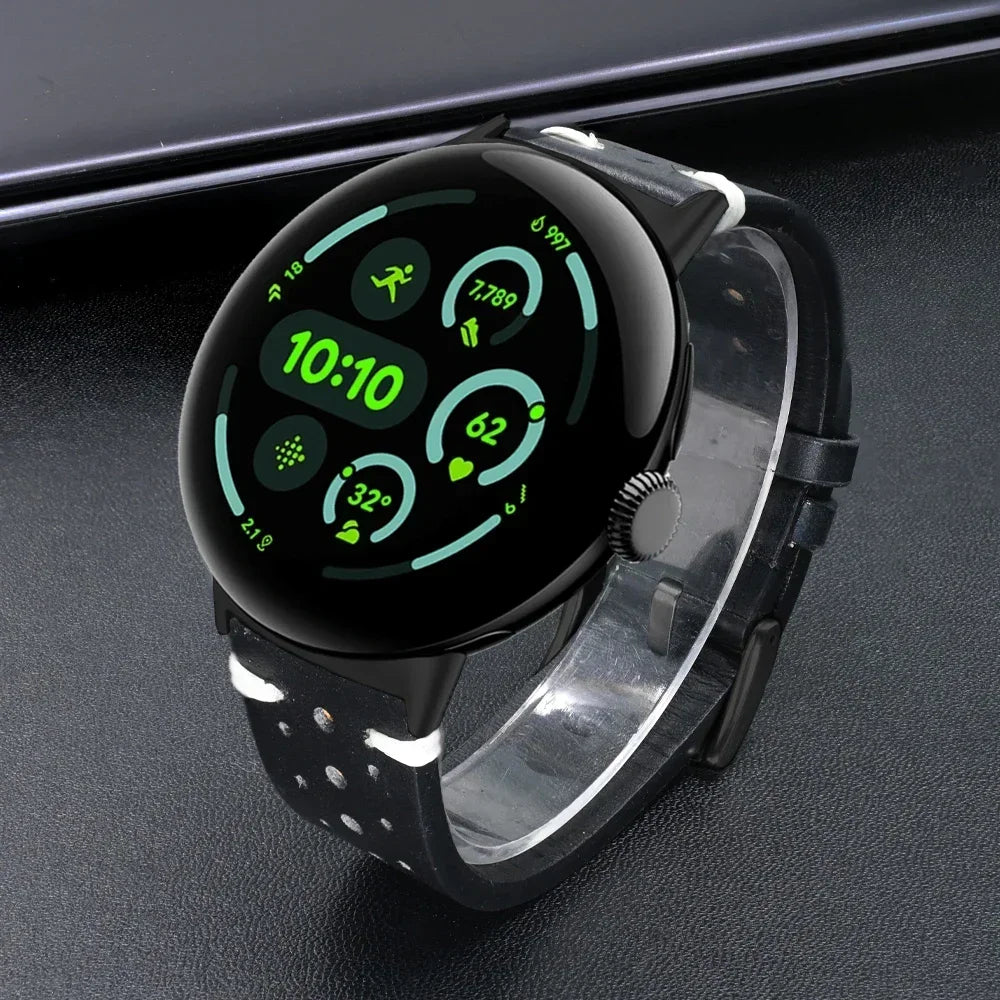 LeatherCraft™ Luxe Band for Google Pixel Watch 4 / 3 / 2 / 1 – Premium Genuine Leather Strap with Polished Stainless Steel Buckle