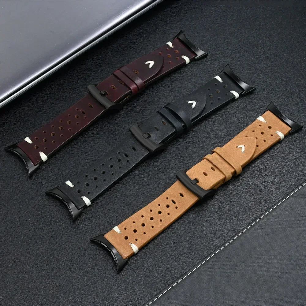 LeatherCraft™ Luxe Band for Google Pixel Watch 4 / 3 / 2 / 1 – Premium Genuine Leather Strap with Polished Stainless Steel Buckle