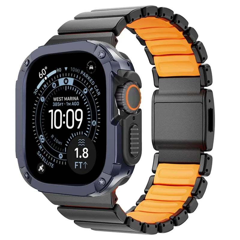 TitanFusion™ UltraGuard Series — Titanium Metal Band + Rugged Case for Apple Watch Ultra 3, Ultra 2, Ultra 1, Series 11, 10, 9, 8 (49mm / 46mm / 45mm / 44mm)