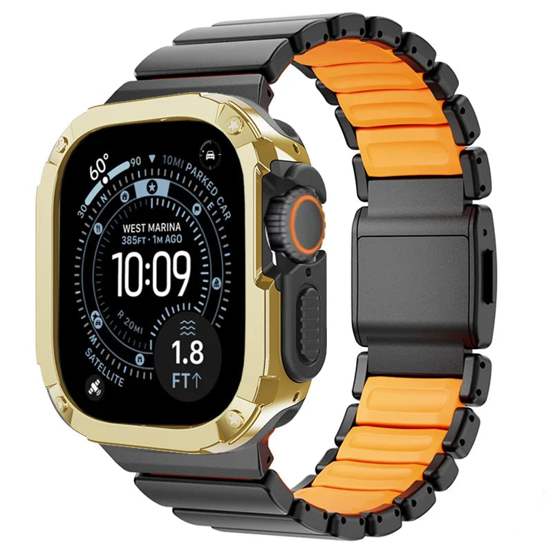 TitanFusion™ UltraGuard Series — Titanium Metal Band + Rugged Case for Apple Watch Ultra 3, Ultra 2, Ultra 1, Series 11, 10, 9, 8 (49mm / 46mm / 45mm / 44mm)