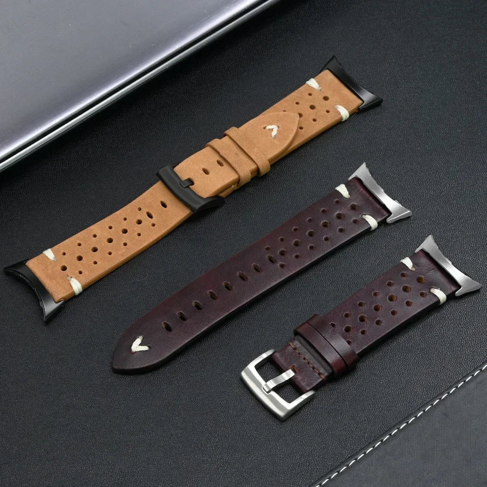 LeatherCraft™ Luxe Band for Google Pixel Watch 4 / 3 / 2 / 1 – Premium Genuine Leather Strap with Polished Stainless Steel Buckle