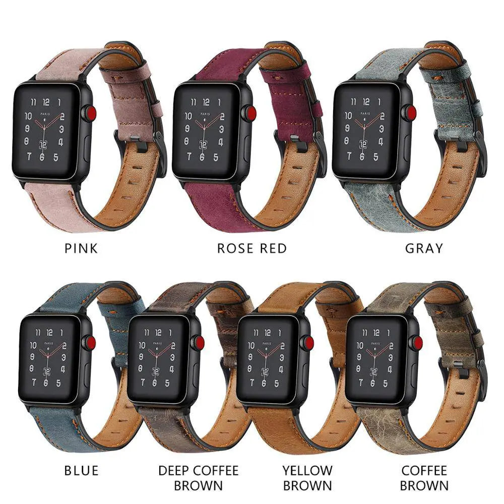 American Spartan Genuine Leather Apple Watch Band And Steel Case - Pinnacle Luxuries